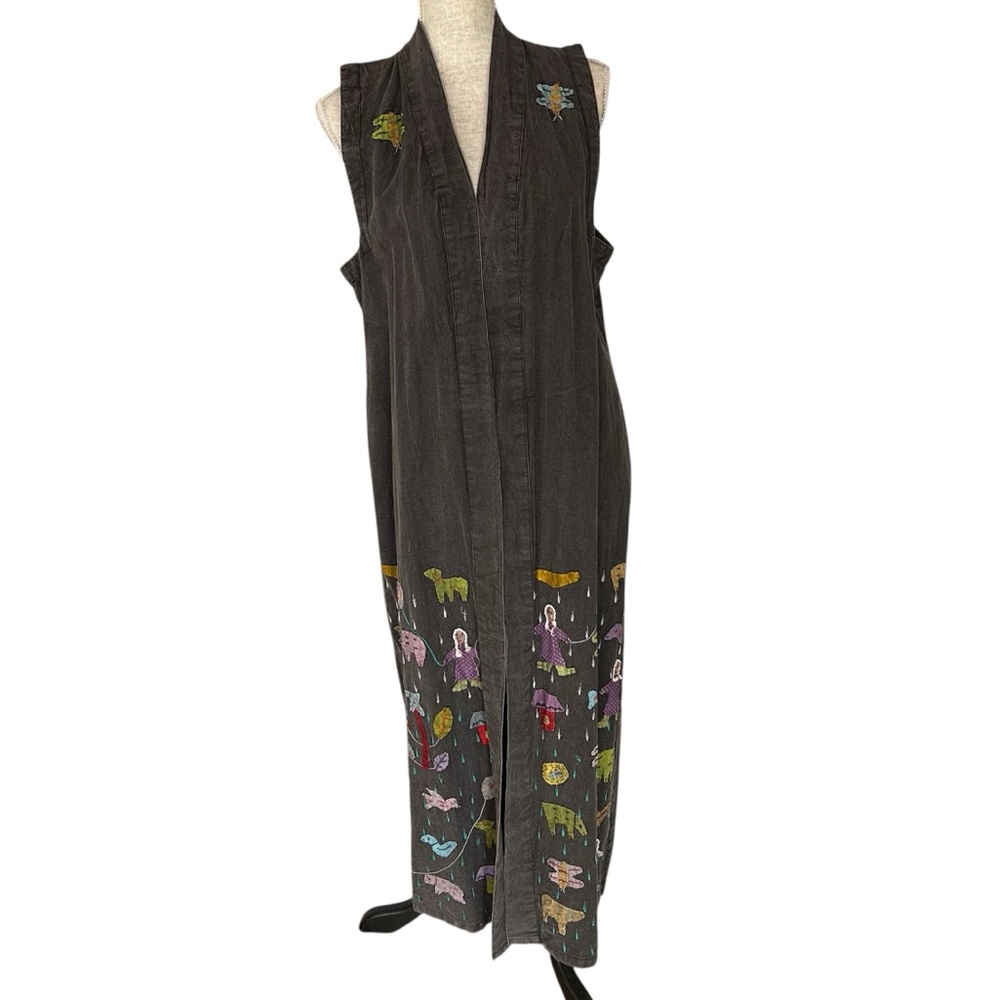 Sacred Threads Embroidered Duster Sleeveless Card… - image 3